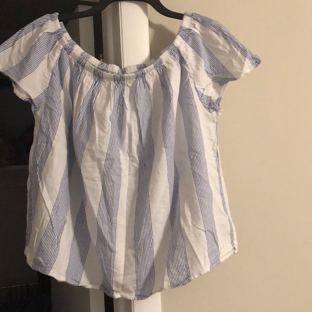 Gap blue and white stripe off the shoulder top
